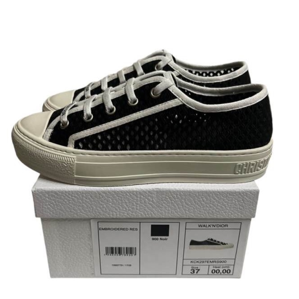 Dior Walk N Dior Black White Threaded Sneakers IT37 W37 Women Low Trainers